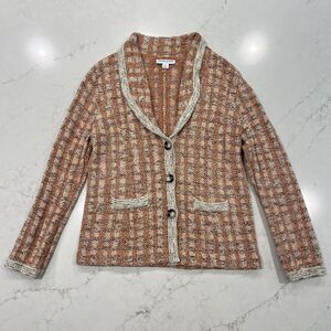 Pendleton Petite M Sweater Knit Jacket Cardigan Cotton Silk Blend Pockets
